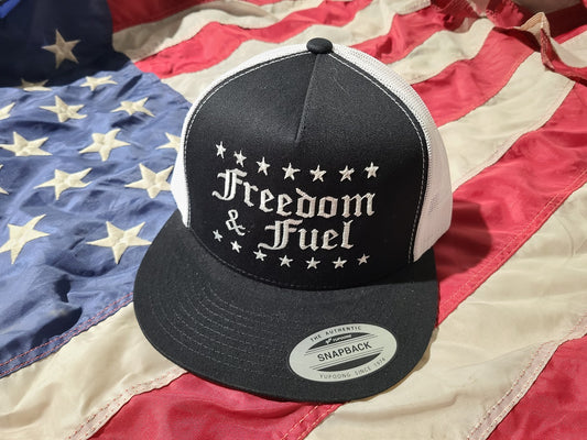 Freedom & Fuel Stars White Mesh Trucker Hat - White Stitching